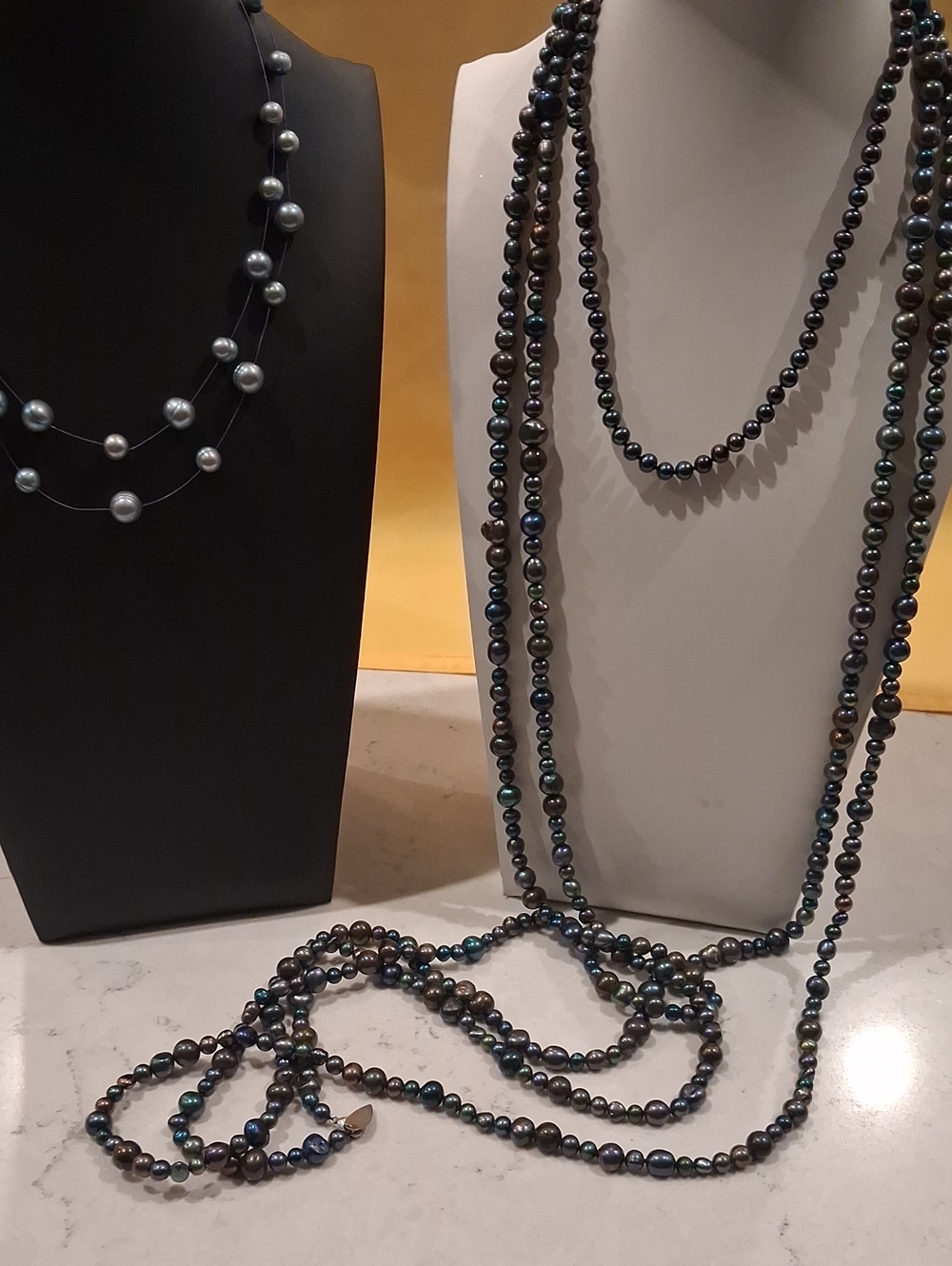 2 60" Coldwater Creek Signed Natural Pearl Necklaces & Two Others Beautiful